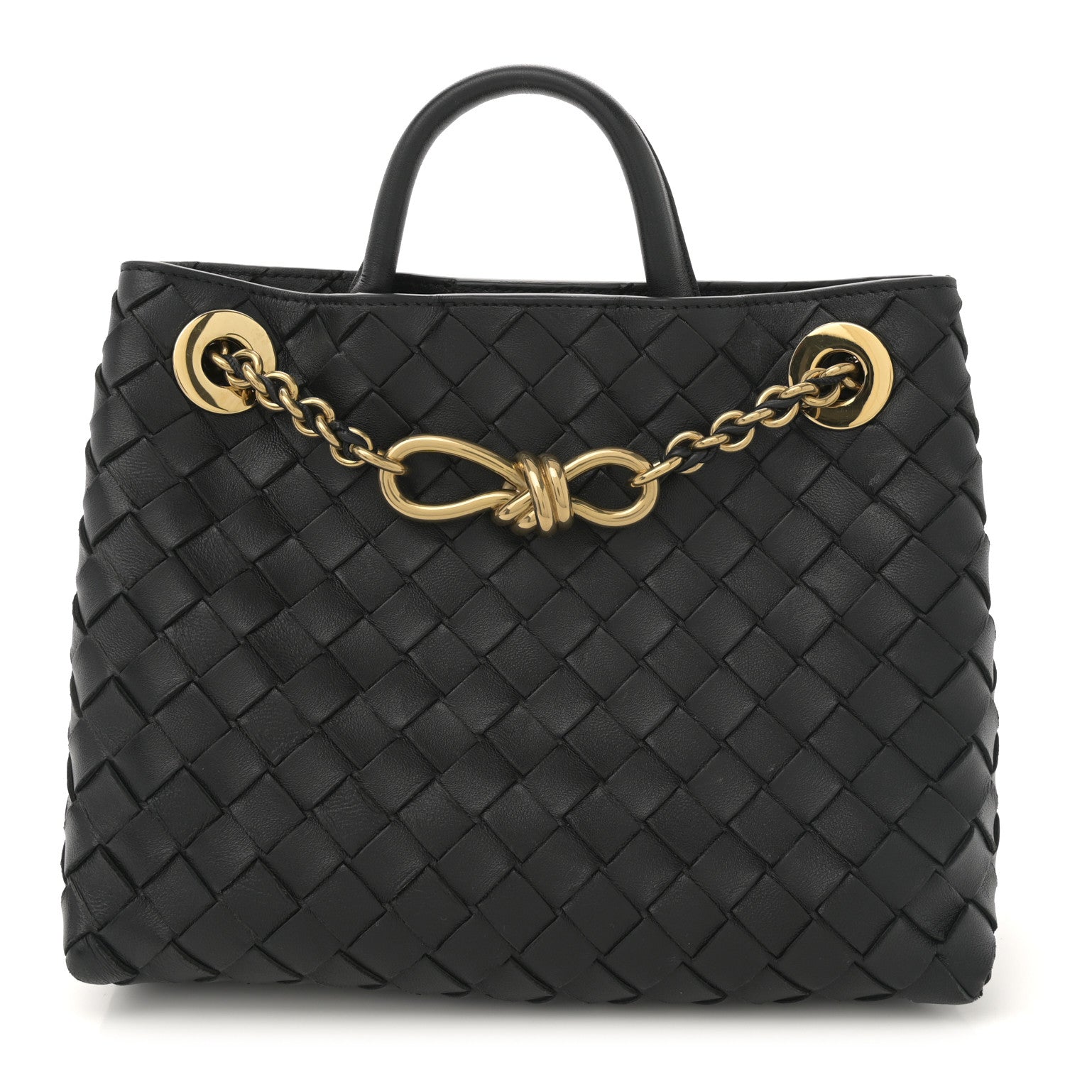 Bottega Veneta Nappa Intrecciato Small Andiamo With Chain Shoulder Bag Black 1 of 10
