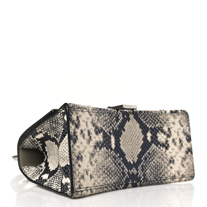 Balenciaga Calfskin Snake Effect Small Hourglass Top Handle Bag Black White 4 of 9