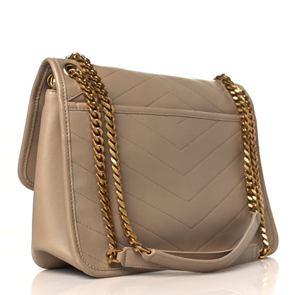Saint Laurent Lambskin Matelasse Monogram Medium Niki Chain Satchel Dark Beige 3 of 9