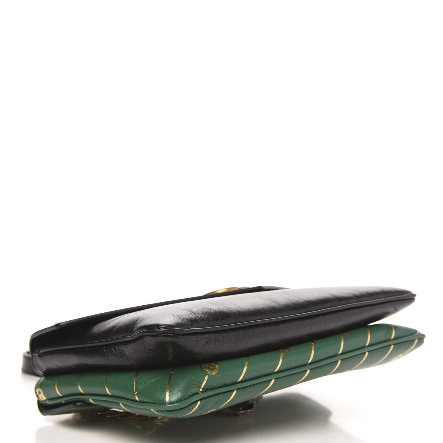 Calfskin Diagonal GG Medium Thiara Double Envelope Shoulder Bag Emerald Green Black