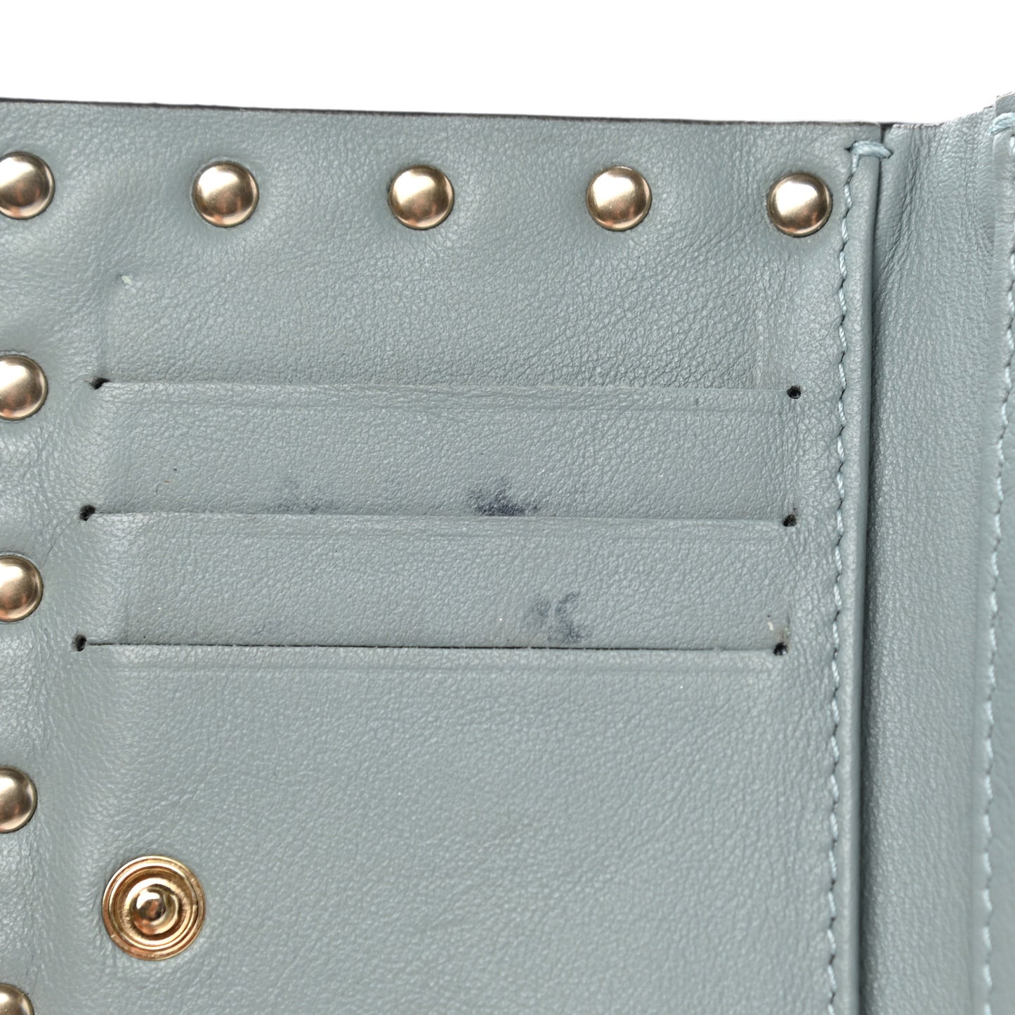 Calfskin Rockstud Bi-Fold Wallet Sky Blue
