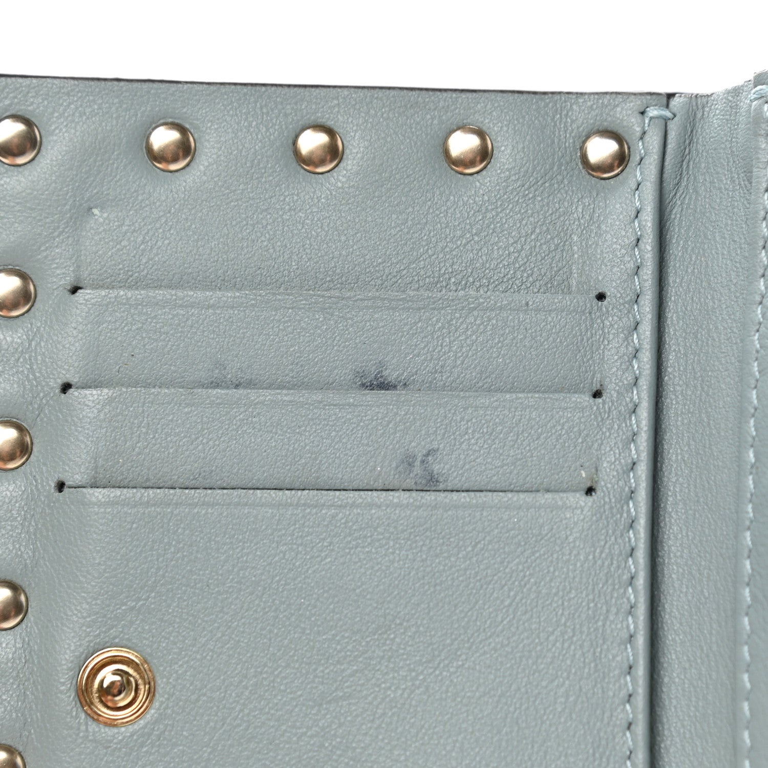 Valentino Garavani Calfskin Rockstud Bi-Fold Wallet Sky Blue 10 of 11