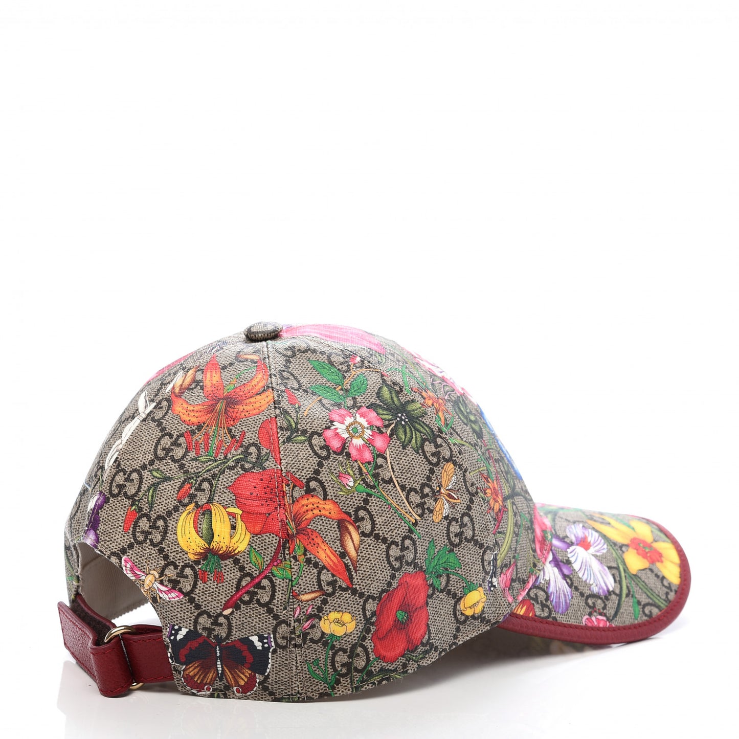 GG Supreme Monogram Flora Baseball Hat 56 S Red