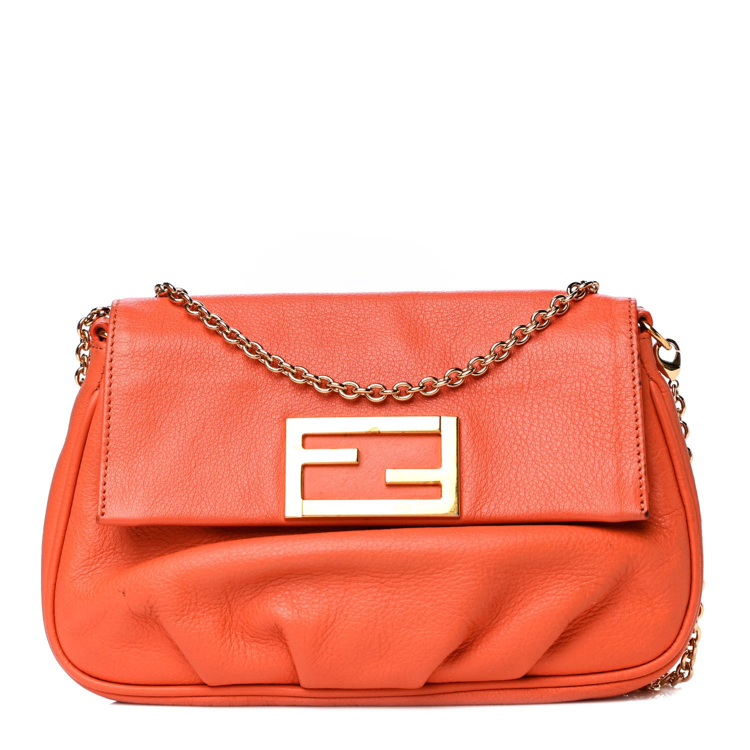Fendi Vitello Flamingo Fendista Pouchette Crossbody Arancio 1 of 16