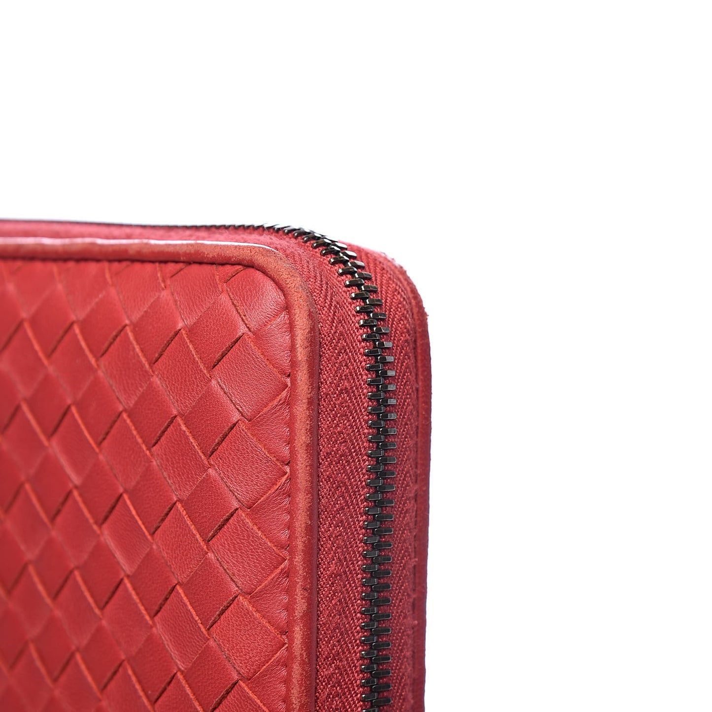 Nappa Intrecciato Zip Around Wallet Red