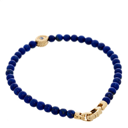 David Yurman 18K Yellow Gold Diamond Lapis Lazuli Blue Sapphire Evil Eye Bead Bracelet 2 of 3