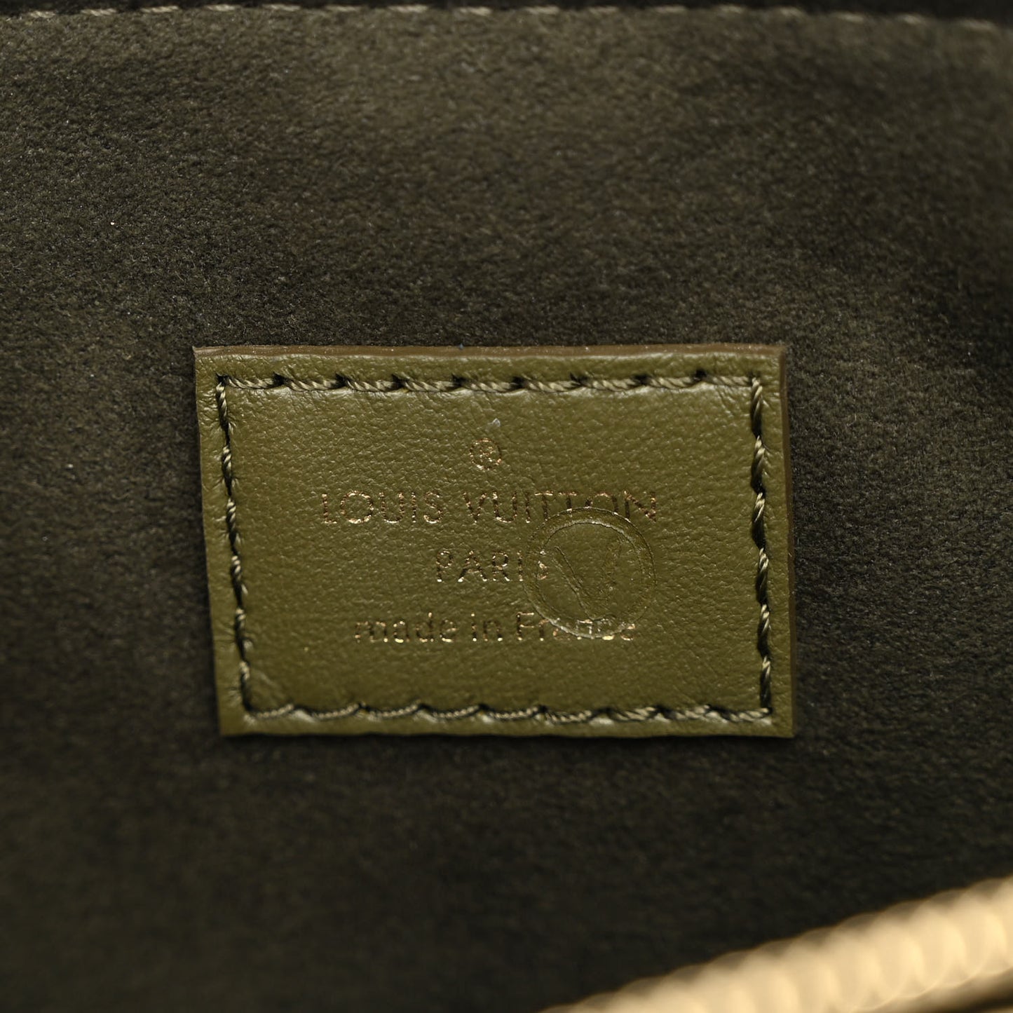 Lambskin Embossed Monogram Coussin MM Khaki