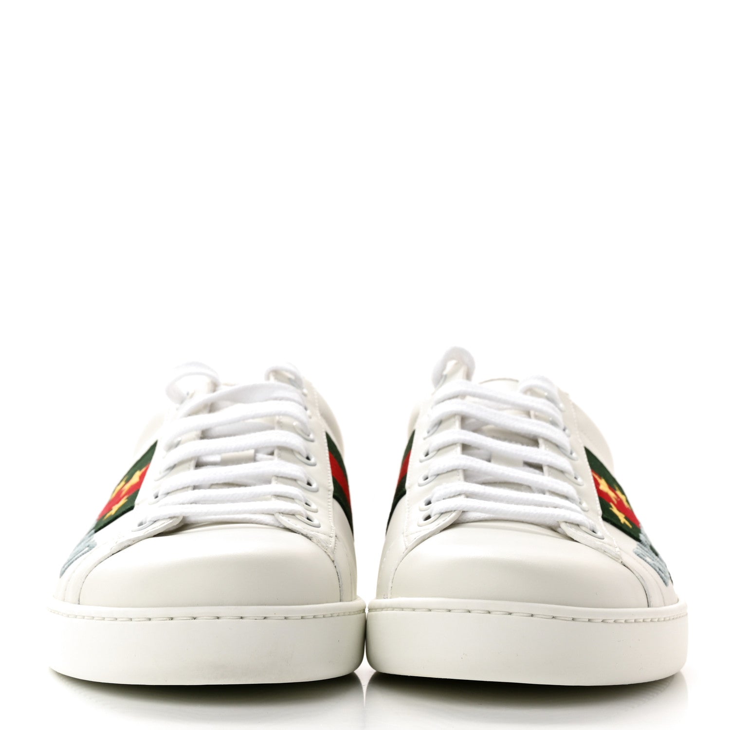 Gucci Calfskin Web Mens Gucci Band Ace Sneakers 8 White 2 of 12