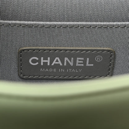 Chanel Calfskin Chevron Quilted Medium Boy Flap Green 6 of 12