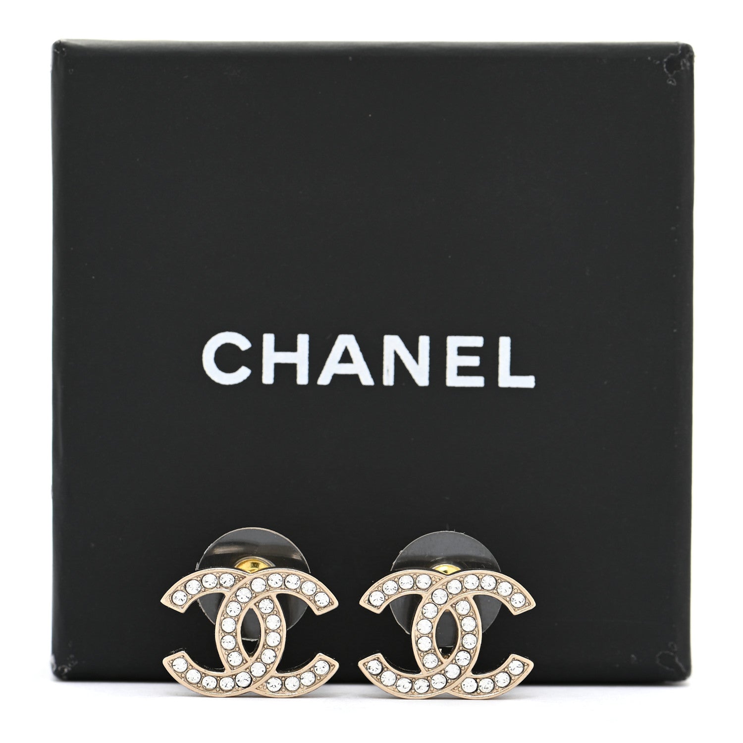 Chanel Crystal Large CC Earrings Gold 6 of 6