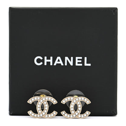 Chanel Crystal Large CC Earrings Gold 6 of 6