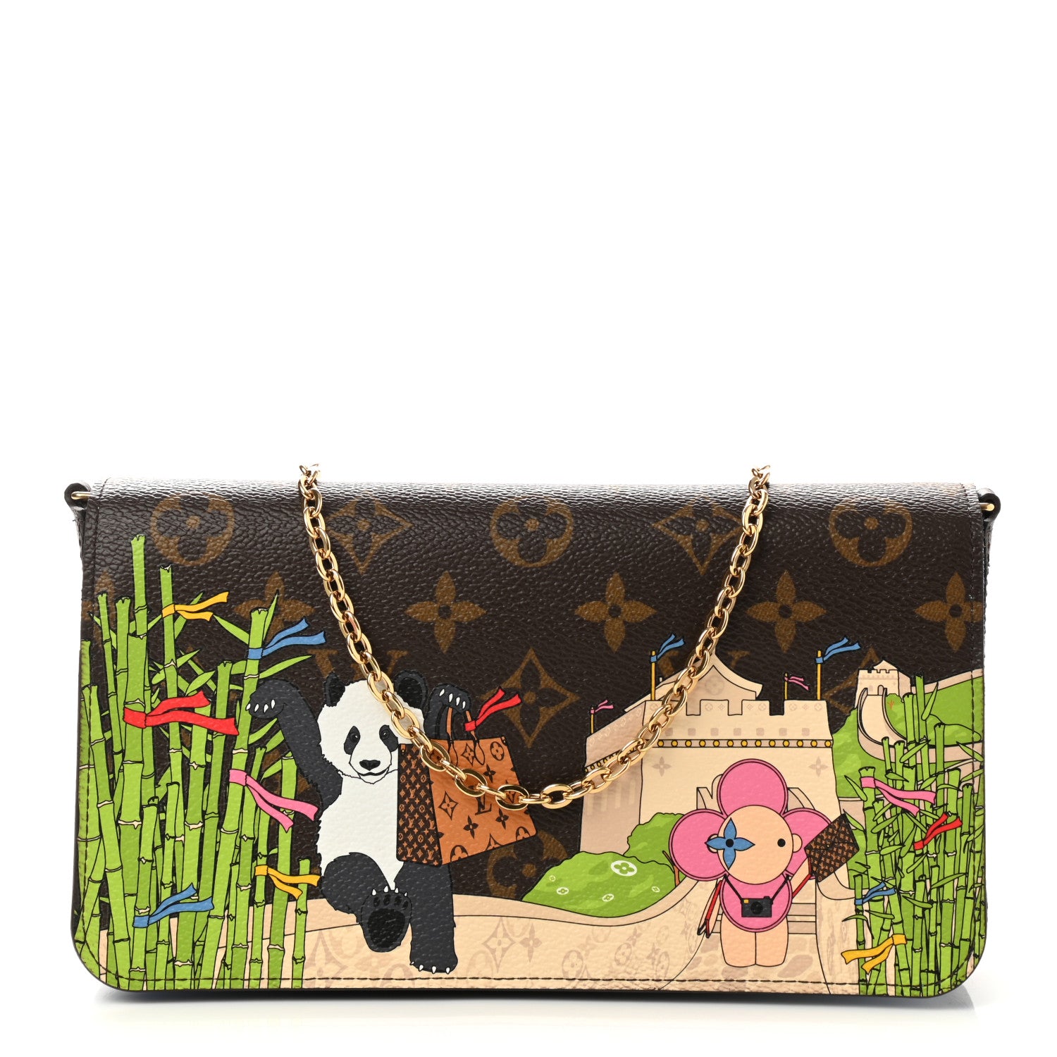 Louis Vuitton Monogram 2021 Christmas Animation China Wall Pochette Felicie Chain Wallet Myosotis Blue 3 of 10