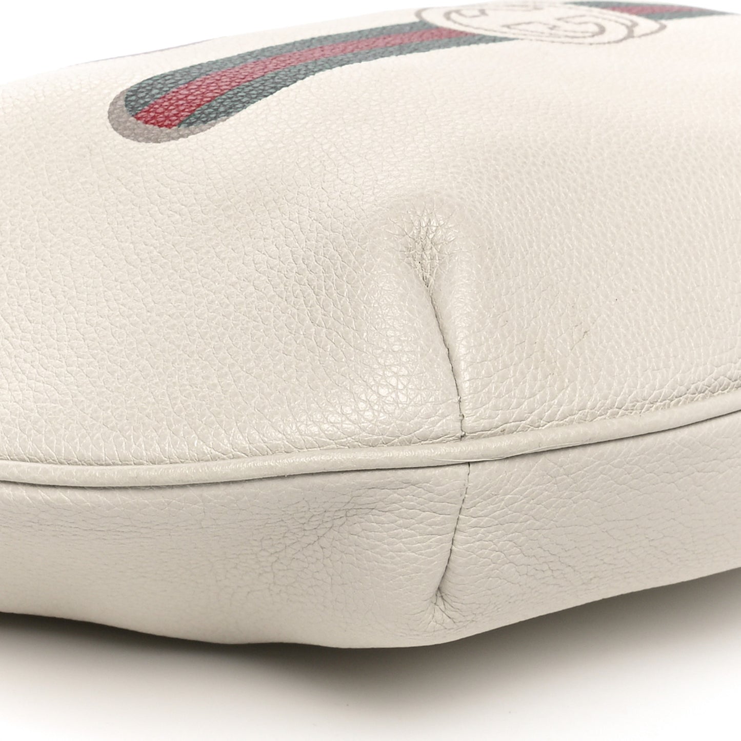 Grained Calfskin Logo Half Moon Hobo White