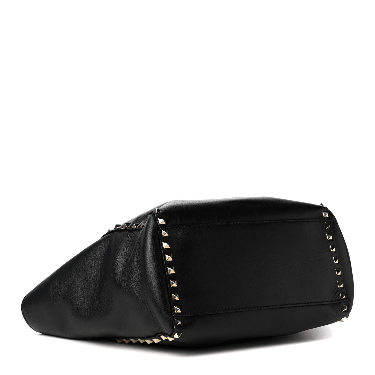 Vitello Rockstud Double Handle Tote Black