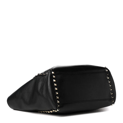 Valentino Garavani Vitello Rockstud Double Handle Tote Black 3 of 4
