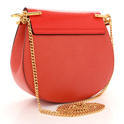 Chloe Grained Calfskin Lambskin Mini Drew Shoulder Bag Coral Pop 3 of 11