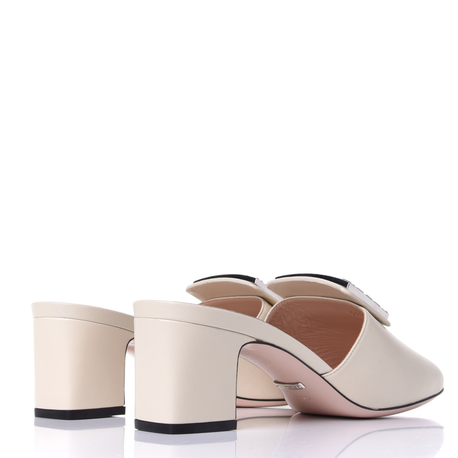 Gucci Malaga Kid Crystal Square G Madelyn Mules 39.5 Vintage White 3 of 10