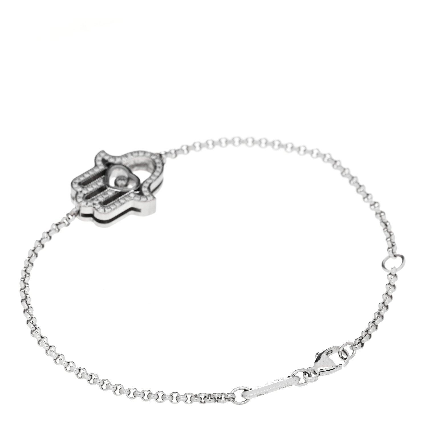 Chopard 18K White Gold Diamond Happy Diamonds Hamsa Bracelet 2 of 5
