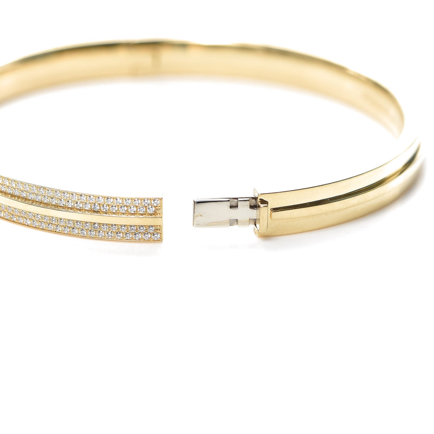 18K Yellow Gold Diamond T Hinged Pave Bracelet