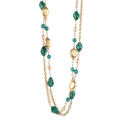Chanel Gripoix Crystal Bead Necklace Gold Green 1 of 4
