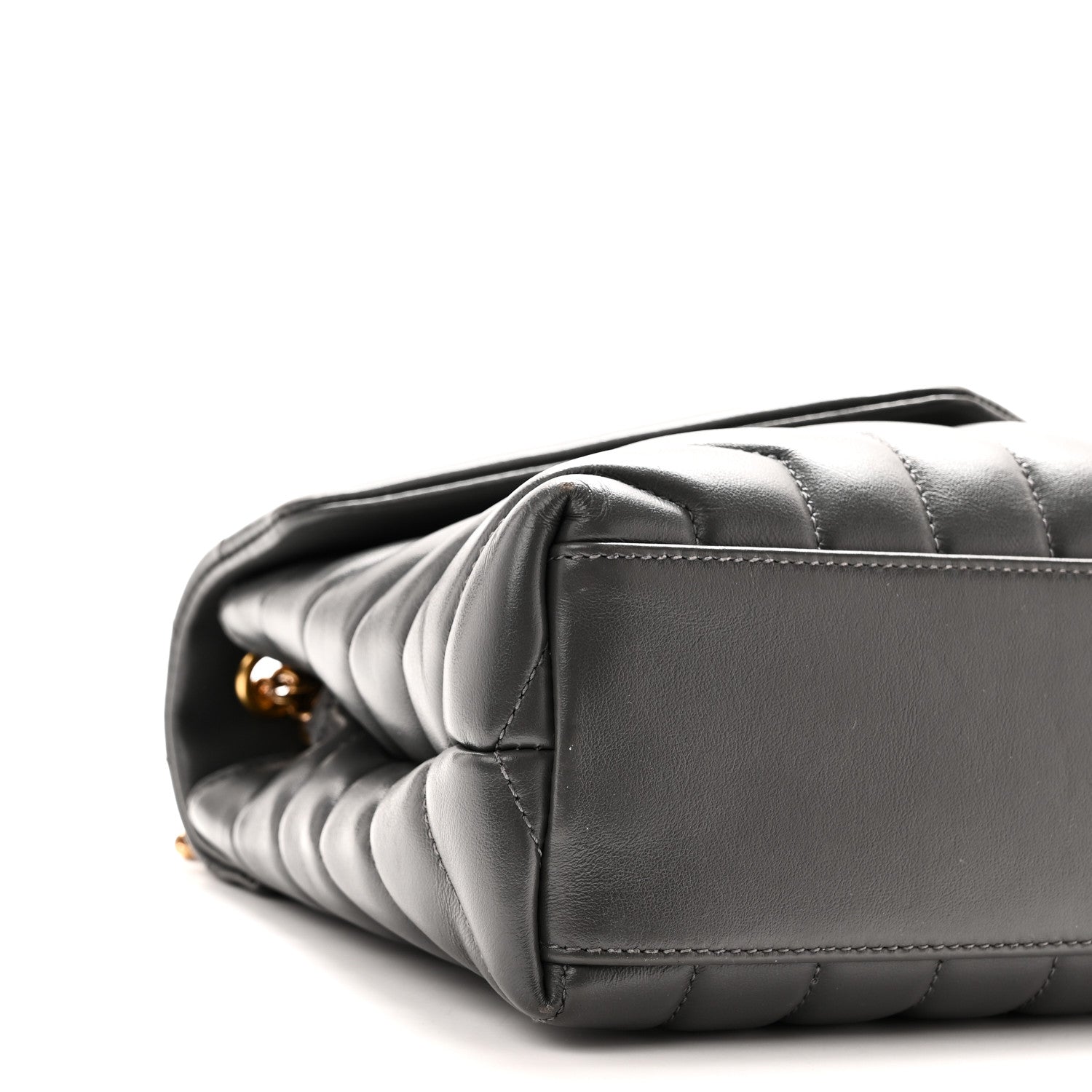 Saint Laurent Calfskin Y Quilted Monogram Small Loulou Chain Satchel Storm 9 of 10