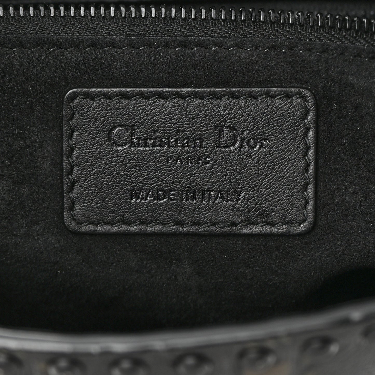 Calfskin Cannage Embossed Studded Medium Supple Lady Dior Black