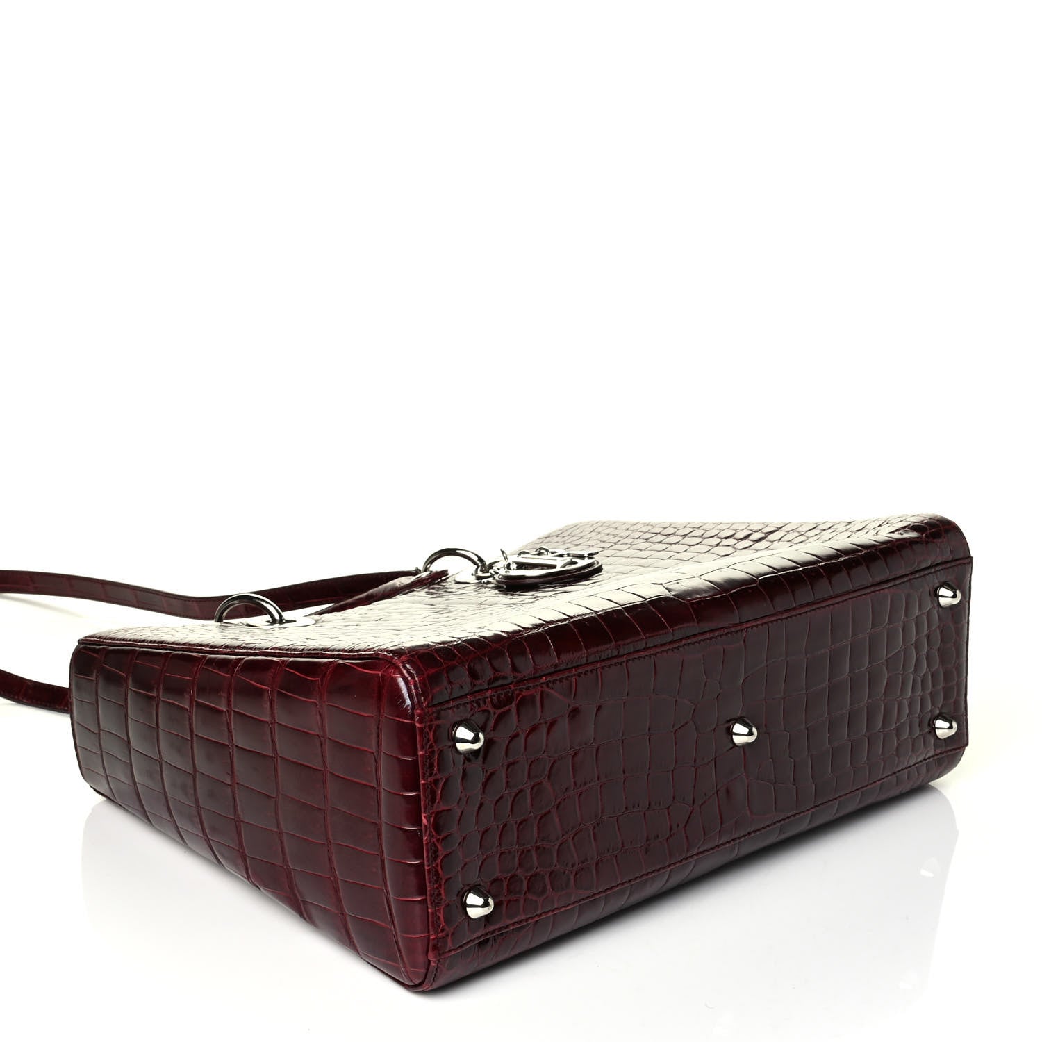 Christian Dior Crocodile Large Lady Dior Dark Red 3 of 7