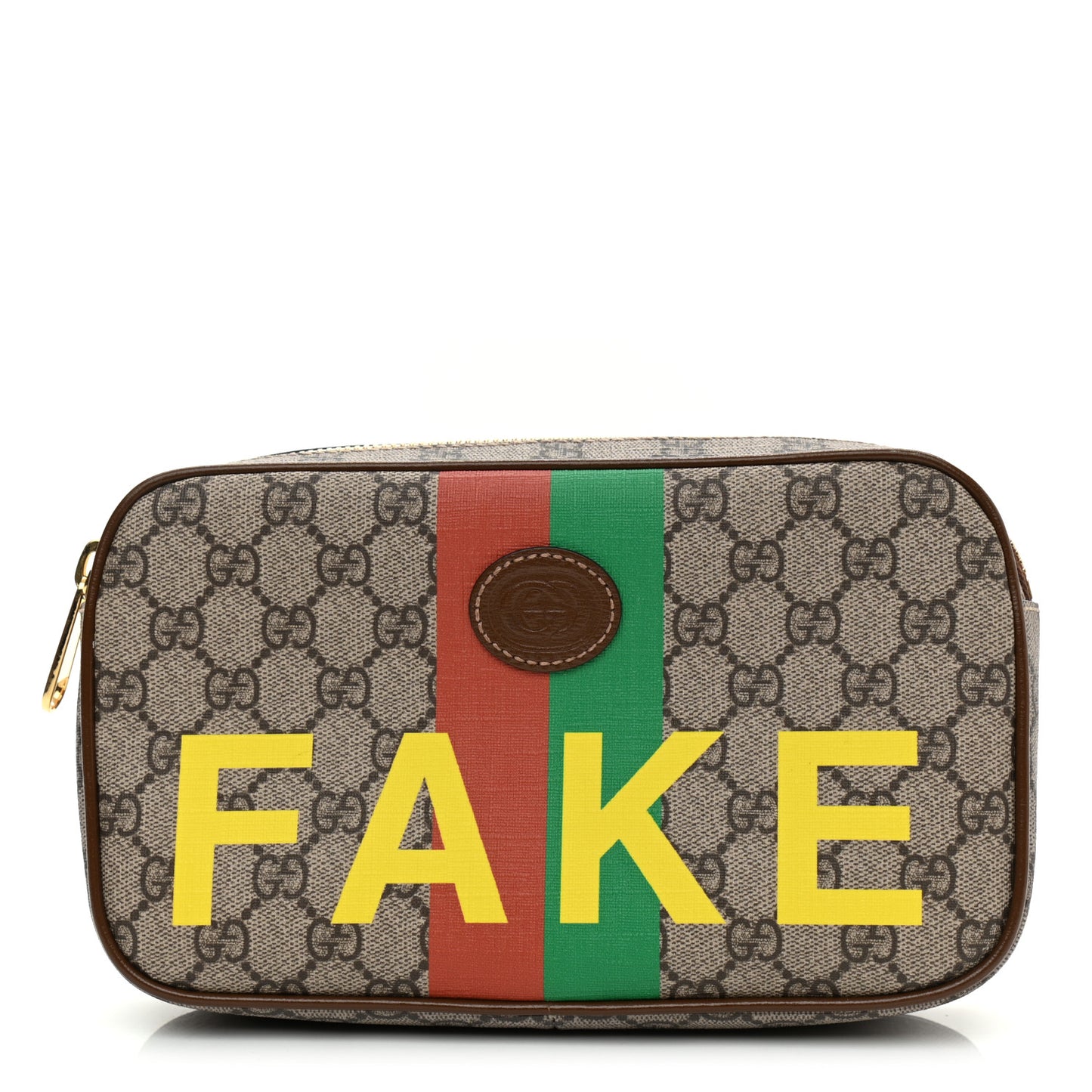 GG Supreme Monogram Azalea Calfskin Fake/Not Small Retro Interlocking G Belt Bag Beige Ebony Brown Sugar