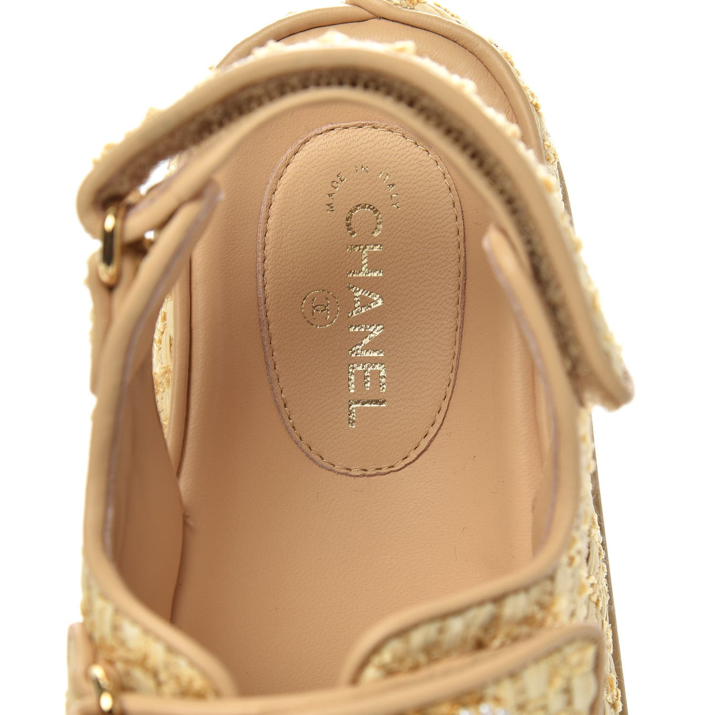 Braided Fabric Velcro Dad Sandals 36 Beige