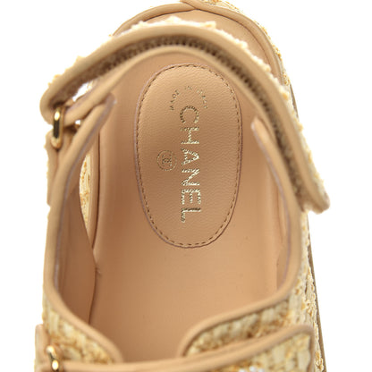 Chanel Braided Fabric Velcro Dad Sandals 36 Beige 7 of 9