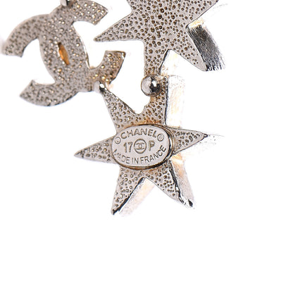 Chanel Crystal CC Star Earrings Silver 4 of 8