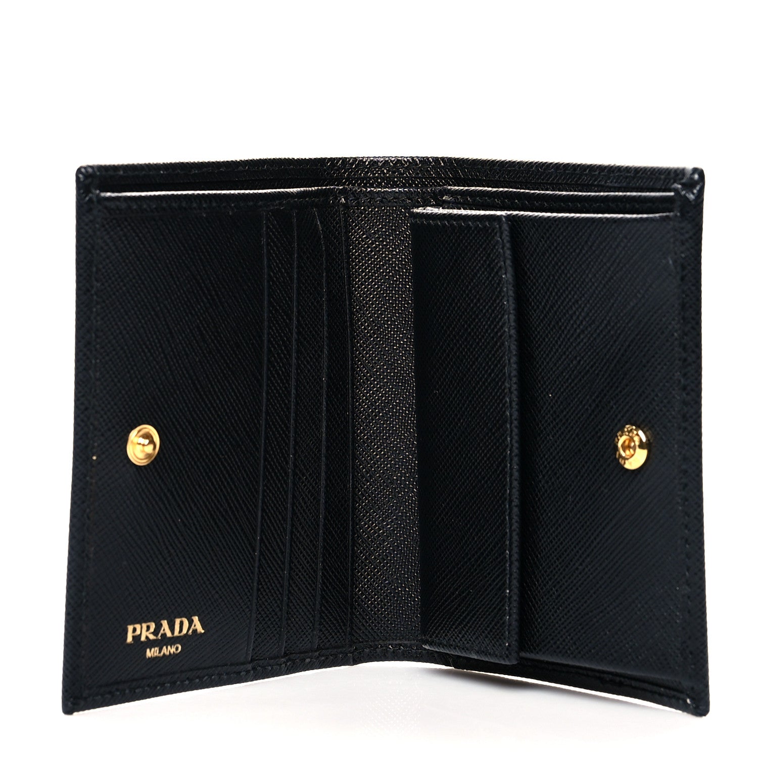 Prada Saffiano Metal Bi-Fold Wallet Black 5 of 7