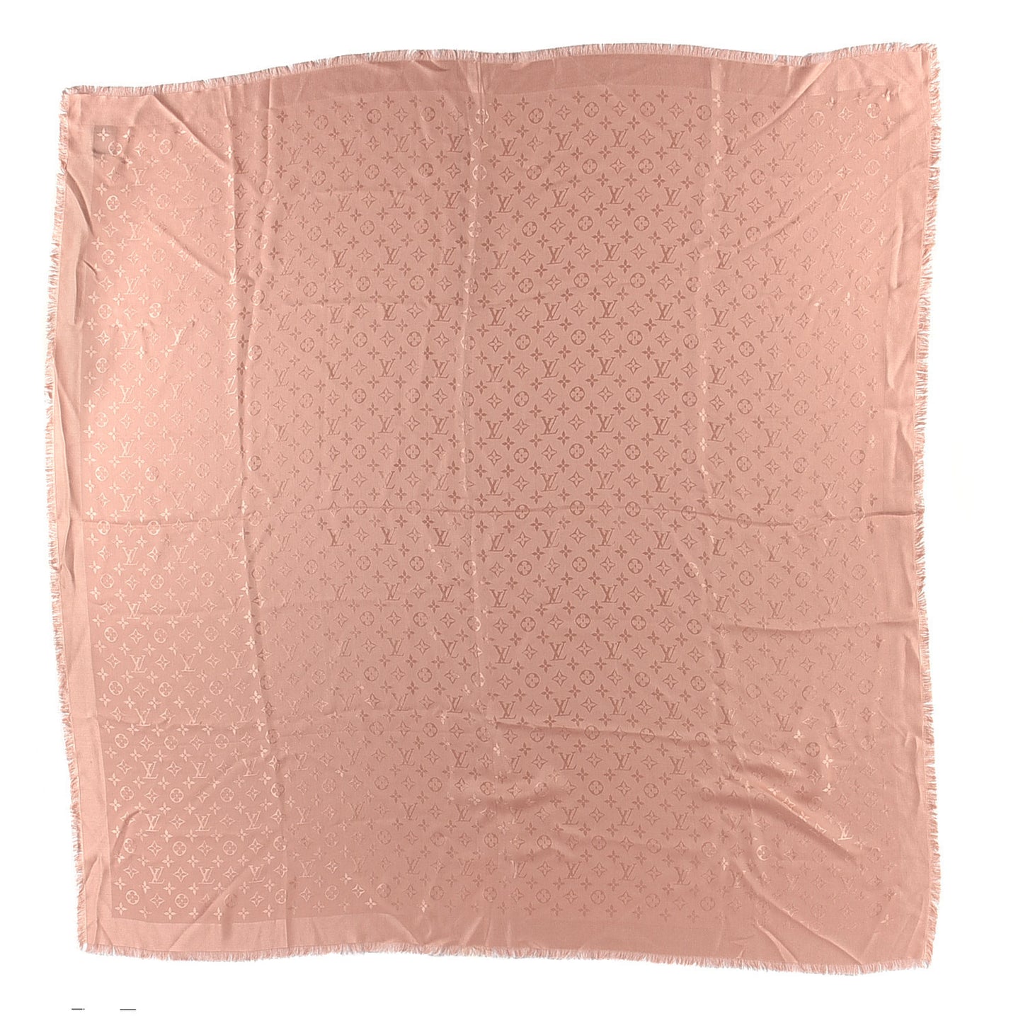 Silk Wool Monogram Shawl Rose