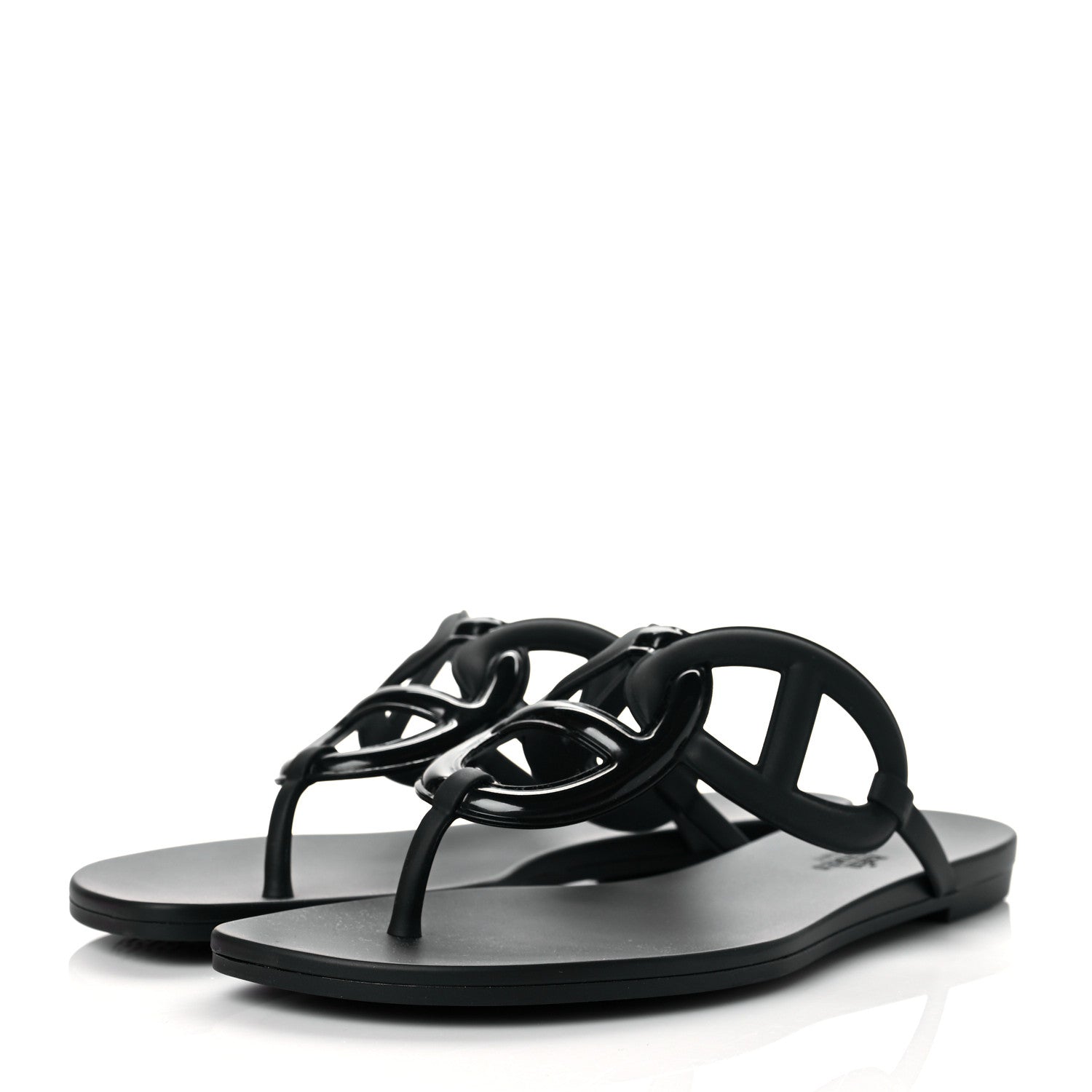 Hermes Rubber Womens Egerie Sandals 40 Black 3 of 8