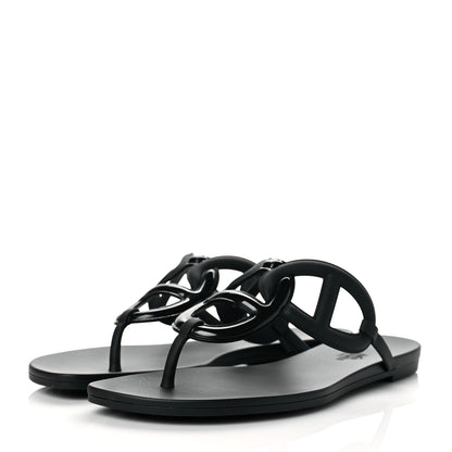 Hermes Rubber Womens Egerie Sandals 40 Black 3 of 8