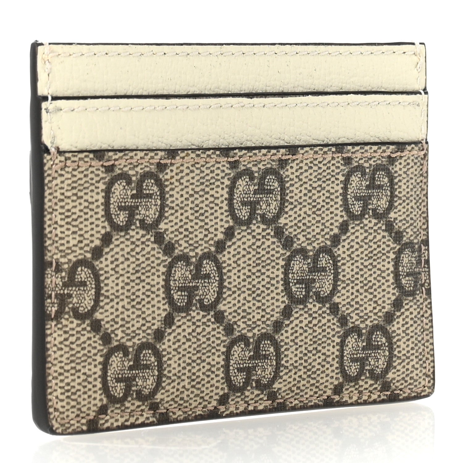 Gucci GG Supreme Monogram Textured Calfskin Web Ophidia Card Holder Beige Ebony Mystic White 3 of 7