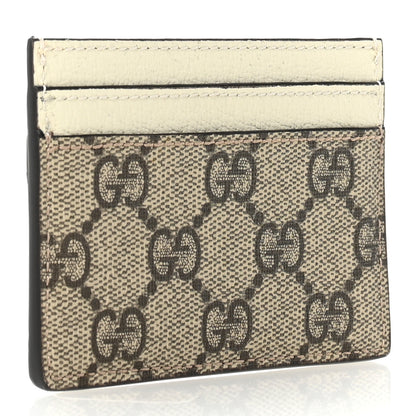 Gucci GG Supreme Monogram Textured Calfskin Web Ophidia Card Holder Beige Ebony Mystic White 3 of 7