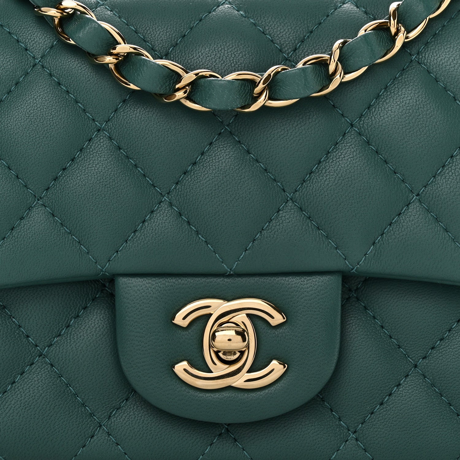 Chanel Lambskin Quilted Mini Square Flap Green 8 of 11