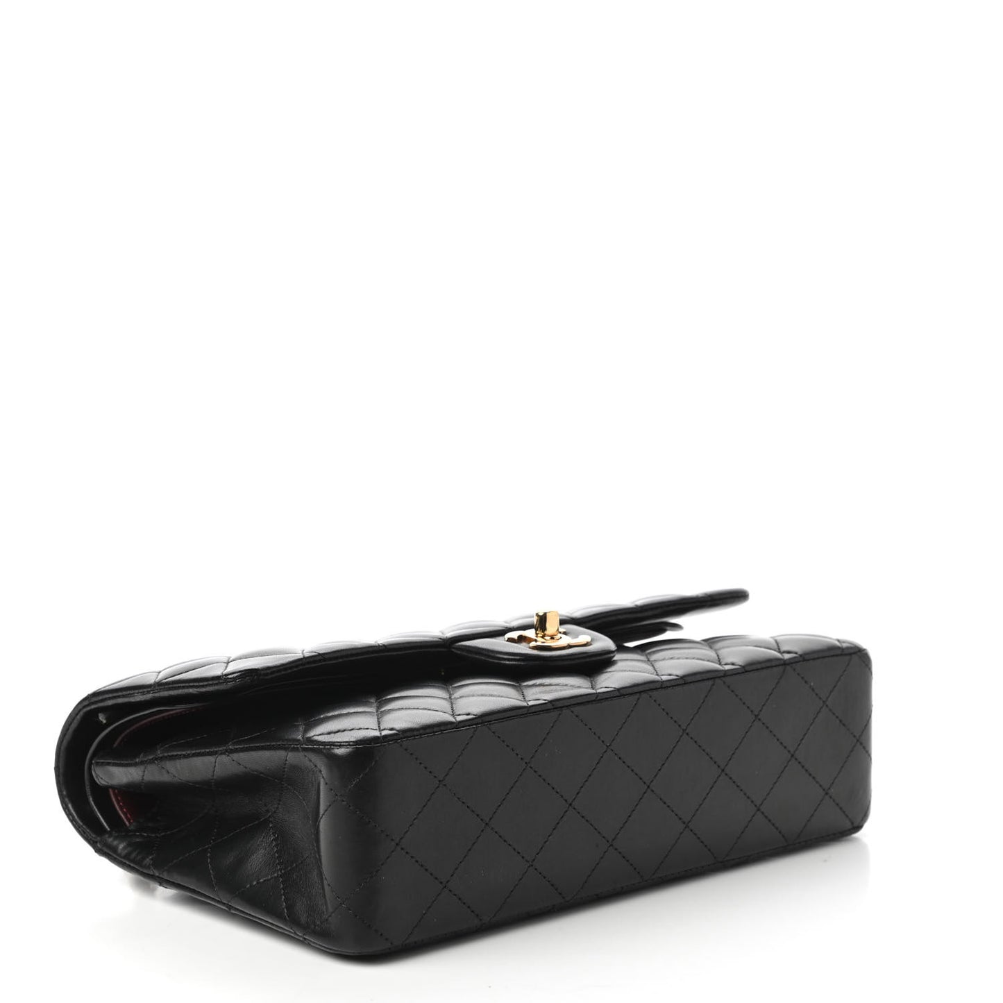 Lambskin Quilted Medium Double Flap Black