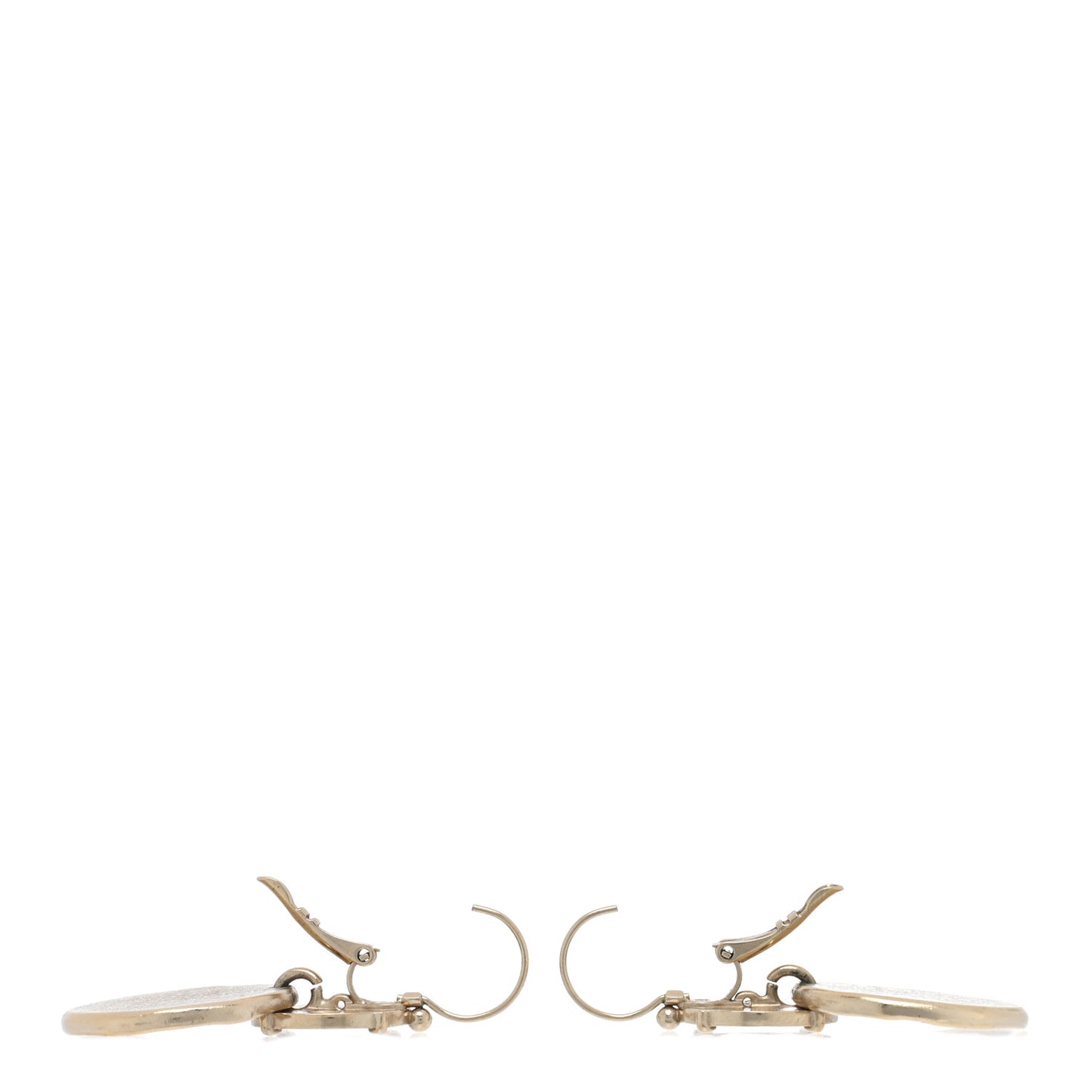 Metal Round CC Medallion Drop Earrings Gold