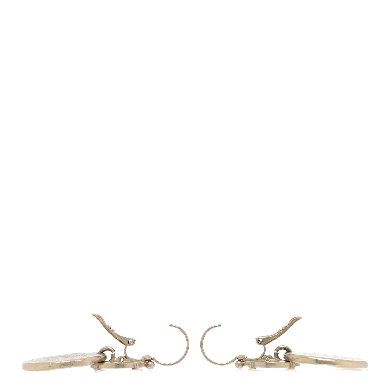 Chanel Metal Round CC Medallion Drop Earrings Gold 3 of 5