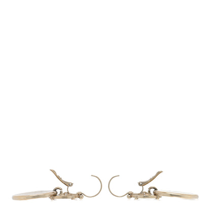 Chanel Metal Round CC Medallion Drop Earrings Gold 3 of 5