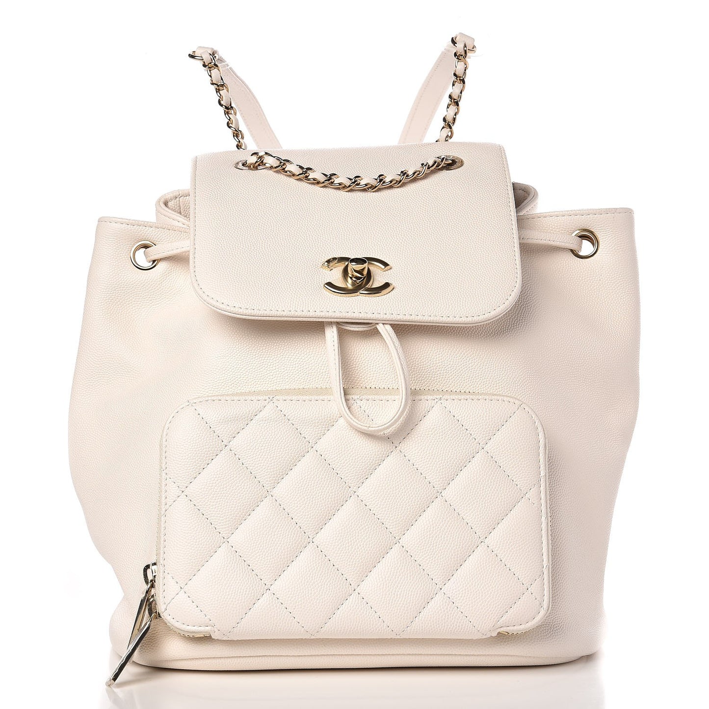 Caviar Quilted Business Affinity Backpack White