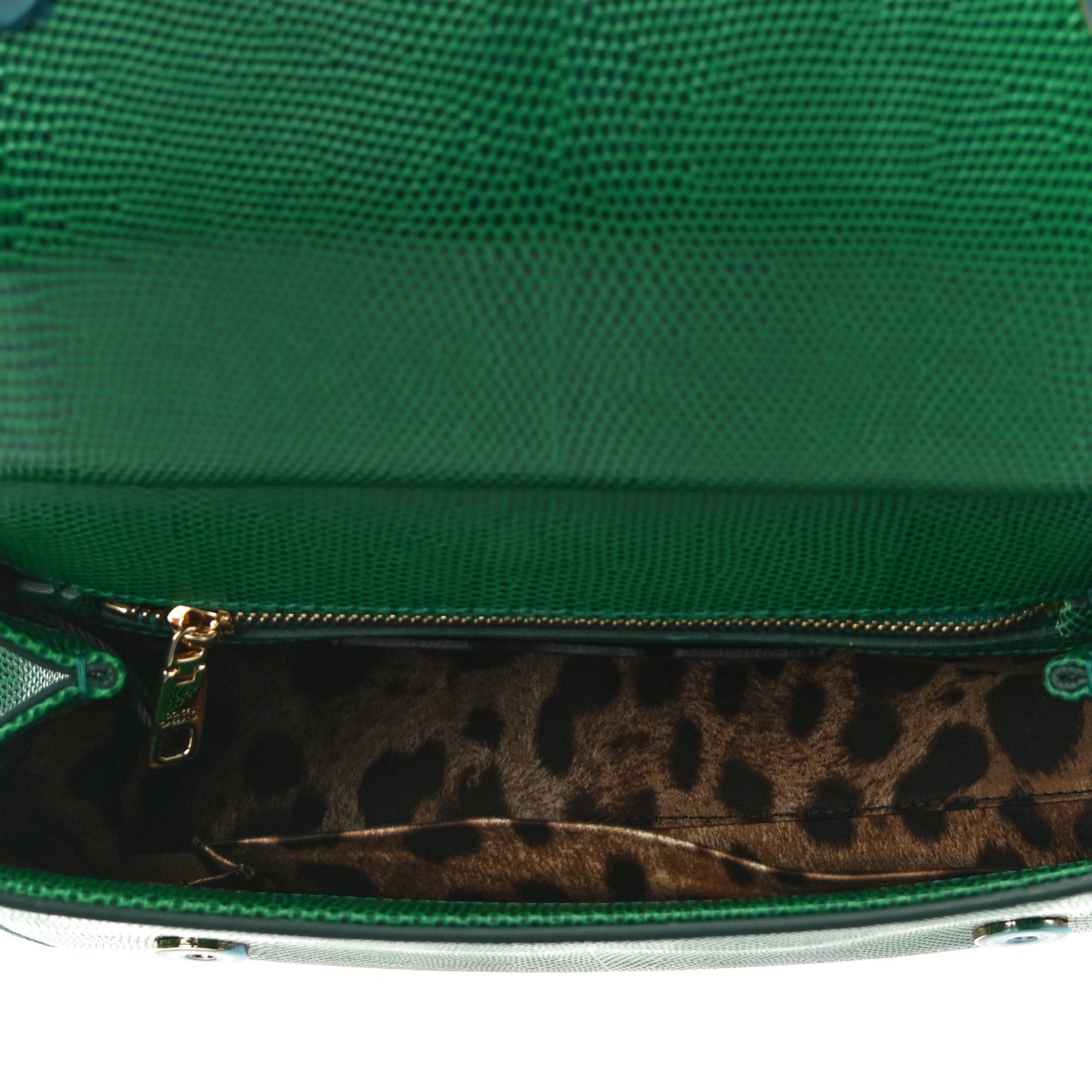 Dolce & Gabbana Stampa Iguana Crystal Medium Miss Sicily Satchel Green 5 of 10