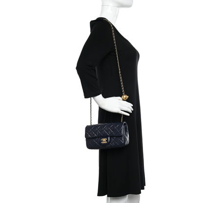 Chanel Lambskin Quilted Mini Pearl Crush Rectangular Flap Navy Blue 2 of 11