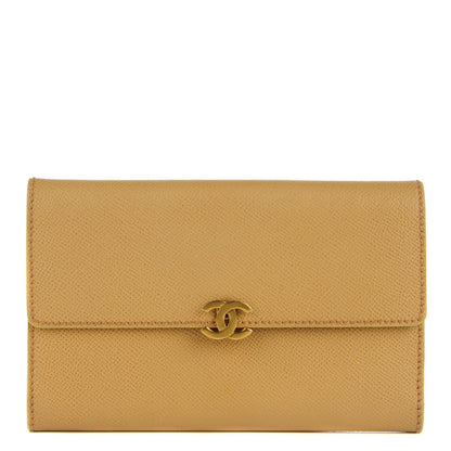 Chanel Grained Calfskin CC Flap Wallet Beige 1 of 8