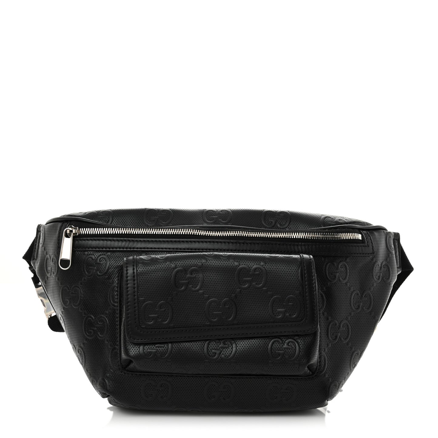 Calfskin GG Tennis Embossed Pocket Belt Bag Black