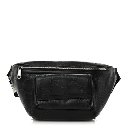 Gucci Calfskin GG Tennis Embossed Pocket Belt Bag Black 1 of 10