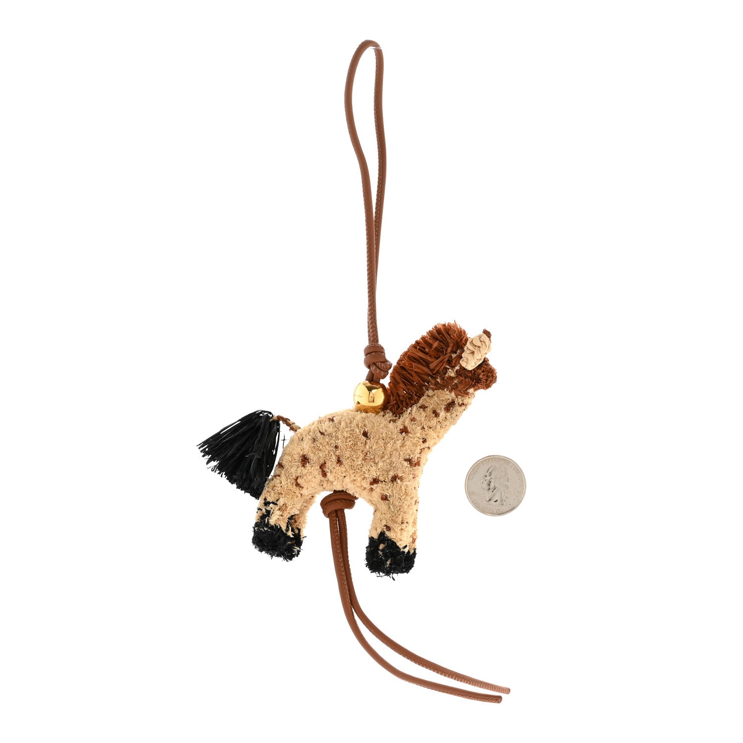 Loewe X PAULA'S IBIZA Raffia Calfskin Giraffe Bag Charm Brown 2 of 4