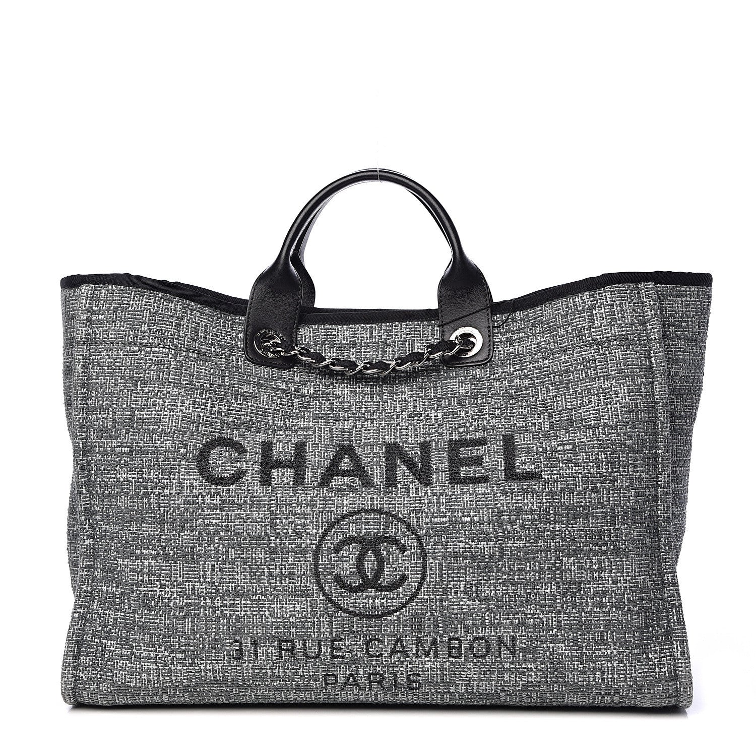 Chanel Canvas Large Deauville Tote Charcoal 1 of 12